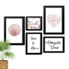 5 Quadros Decorativos Com Moldura Gratidão Obrigado Deus