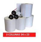 5 Rls de Etiquetas Couchê 34X 23mm 3 Colunas + 2 Ribbon