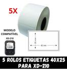 5 Rolo Etiqueta adesiva para Xd-210 XD-310 PT-260 - 40x25