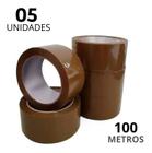 5 Rolos De Fita Adesiva Marrom 45mm X 100 METROS PARA DE Fechar Caixa Fita Acrilica Havana Tipo 3M