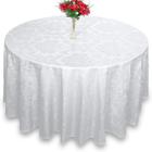 5 Toalha De Mesa Redonda Jacquard Branco 1,40m Festa Buffet - LM Detona