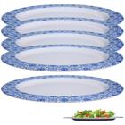 5 Travessas Bandeja Oval Rasa Decorada 35 Cm em Melamina Sakes