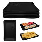 5 Travessas Prato Preto Petisco Sushi 18cm Melamina Premium Bestfer