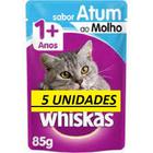 5 UN Ração Úmida para Gatos Adultos Sachê Whiskas Atum ao Molho