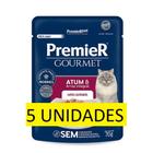 5 UN Ração Úmida Premier Gourmet Para Gatos Castrados Sabor Atum e Arroz integral