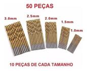 50 Brocas De Titânio P/ Madeira Alumínio Plastico 1mm À 3mm