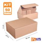 50 Caixas médias de Papelão embalagem 30X20X11 Automontável