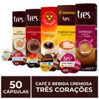 50 Cápsulas Três Corações, Café e Bebida Cremosa