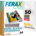 50 Folhas Papel Foto Glossy Adesivo À Prova D'água A4 135g