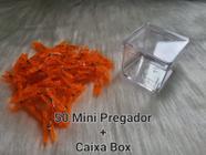 50 Mini Prendedores De Plástico Para Fotos/ Laranja +Caixinha Box