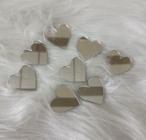 50 peças de apliques em forma de coração em acrílico prata espelhado