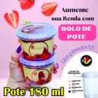 50 Potes Redondo com Lacre 180ml Bolo No Pote