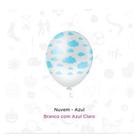 50 Un Balão Bexiga Decoração Desenho Nuvens Azul C/ Branco - Linha Fantasia