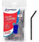 500 Canudo Preto Flexível Strawplast Para Drinks