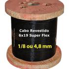 500 Metros de Cabo de Aço 4.8mm 6x19 Vias Aparelhos de Academia Revestimento Preto Super Flexível - CIKALA