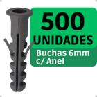 500 Unidades Bucha C/ Aba Anel 6mm Sem Parafuso Bucha para Construção Fixação em Tijolo Alvenaria Concreto Parede