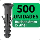 500 Unidades Bucha C/ Aba Anel 8mm Sem Parafuso Bucha para Construção Fixação em Tijolo Alvenaria Concreto Parede