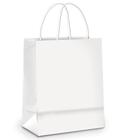 50Un Sacola de Papel Branco com alça para Garrafas Vinhos Espumantes Bebidas 35x13cm Dobravel - Cromus