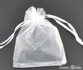 50un saquinhos de organza lembrancinha 10x15cm Branco fita cetim