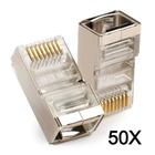 50x Conector RJ45 Cat5e Blindado Macho Plug Rede Gigabit Lan