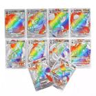 55 Cartinhas de Pokémon Prateadas Rainbow À Prova D'água Super Deck de Cartas
