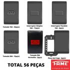 56un Tomadas Interruptores 4x2 Com Placa Habitat Black FAME