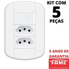 5un Interruptor Simples 16A e Tomada Dupla Padrão 2P+T 10A Com Placa Blanc Mais FAME