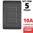 5un Interruptor Simples 3 Teclas 10A Com Placa 4x2 Habitat Black FAME