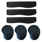 5x Kit Ergonômico Apoio para Teclado + Mouse Pad Preto