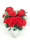 5x Rosa Artificial Buque Com 10 Flores No Total Cores - PW OUTLET