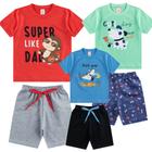 6 Artigo Roupas de Menino Infantil de Verão Manga Curta com Bermudas 3 Conjuntos Masculino