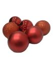 6 Bolas De Natal Vermelha 7cm Mista Lisa Fosca Glitter'