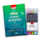 6 caneta brush pen aquareláv cores pastéis + apostila letras blocadas brw