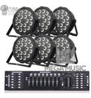 6 Canhao Refletor 18 Leds Rgbw 12w Quad Dmx 4in1 + Mesa Dmx