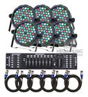 6 Canhao Refletor Led Rgbw 54 Leds 3w + Mesa Dmx + Cabos 10m