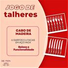 6 Garfos E 6 Facas Aço Inox Cabo Madeira Kit Jogo 12 Peças