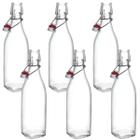 6 Garrafa Vidro Italiana 500ml Hermética Swing Sucos Drinks