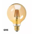 6 Lâmpadas Led Filamento 4w G95 Vintage Retrô Ambar Bivolt - Seven