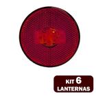 6 Lanternas Lateral LED Caminhão Carreta S/Suporte Vermelha