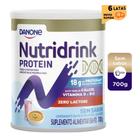 6 Latas Suplemento Nutridrink Protein em Pó -Danone -Sem Sabor - 700g