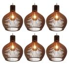 6 Luminarias Grandes Pendentes Lustre Decorativo Bar Lanchonete Restaurante Cor Marrom