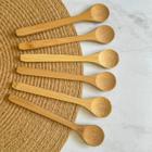 6 Mini Colheres de Bambu Madeira 14,5cm Sobremesa