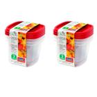 6 potes plástico 1200ml tampa mantimentos vermelho Vasilha marmita tapoer tupperware tapuer plasútil