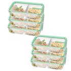 6 Potes Plásticos Sanremo Freshy 730ml Com Divisória Trava Borracha Integrada
