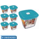 6 Potes Vidro Facilita Quadrado Alto Com Tampa 1L Marinex - NADIR FIGUEREIDO