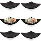 6 Prato Oriental 14cm Quadrado Melamina Preto Japones - Best