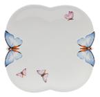 6 Pratos Rasos Wolff Borboletas De Porcelana Branco