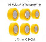 6 Rolos De Fita Adesiva Transparente L 45Mm C 300M