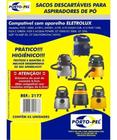 6 Sacos Descartáveis Aspirador de Pó Electrolux AQP10 AQP20 GT30N GT20N GT3000