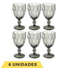 6 Taça Diamante Cinza Metalizado 340ML Bico de Jaca Eventos